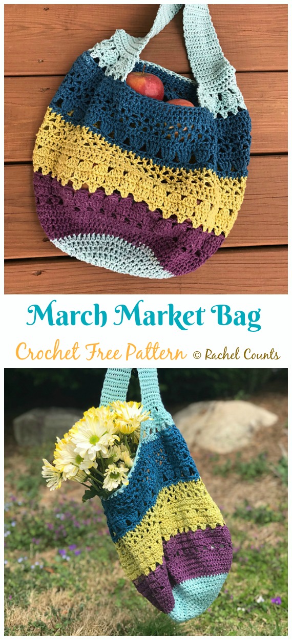 March Market Bag Crochet Free Pattern - #Crochet; Market Grocery #Bag;Free Patterns 