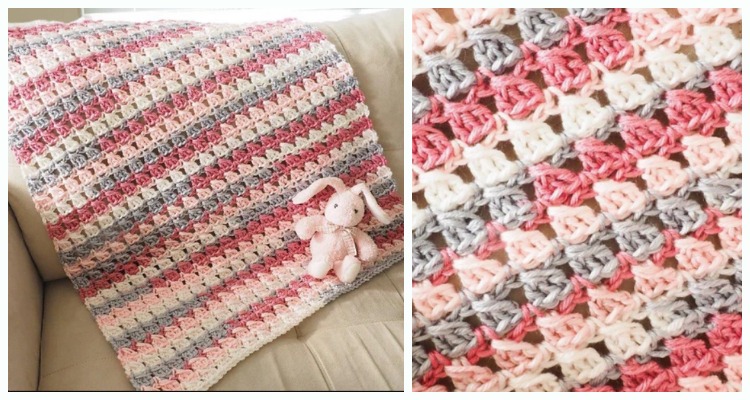 Cross-Over Block Stitch Baby Blanket Crochet Free Pattern