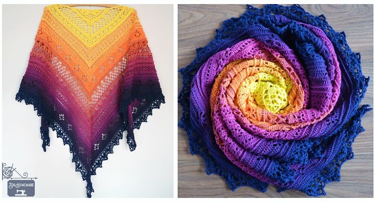Flower Valley Shawl Crochet Free Pattern - Women Lace #Shawl; Free #Crochet; Patterns