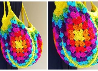 Granny Square Market Bag Crochet Free Pattern - #Crochet; Market Grocery #Bag;Free Patterns