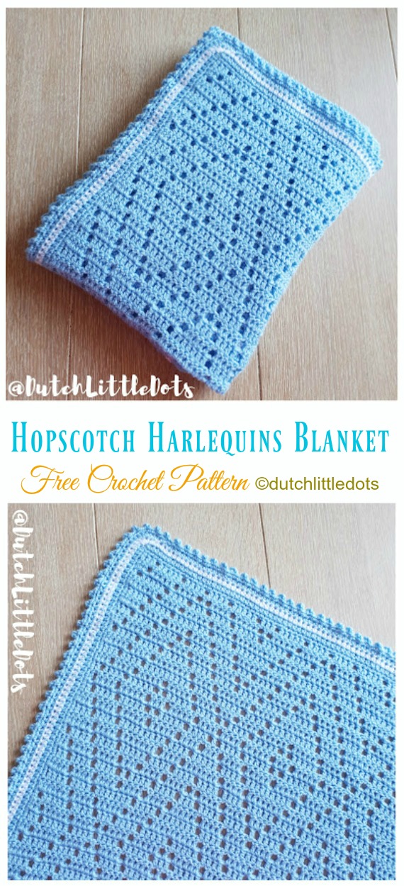 Hopscotch Harlequins Blanket Crochet Free Pattern - Fillet #Blanket; Free #Crochet; Patterns