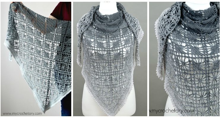 Leto Shawl Crochet Free Pattern - Women Lace #Shawl; Free #Crochet; Patterns