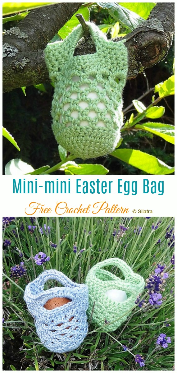 Mini-mini Crochet Egg Bag Crochet Free Pattern - Mini #Easter; Treat #Basket; Free Crochet Patterns      