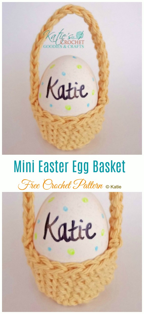 Mini Easter Egg Basket Crochet Free Pattern - Mini #Easter; Treat #Basket; Free Crochet Patterns    