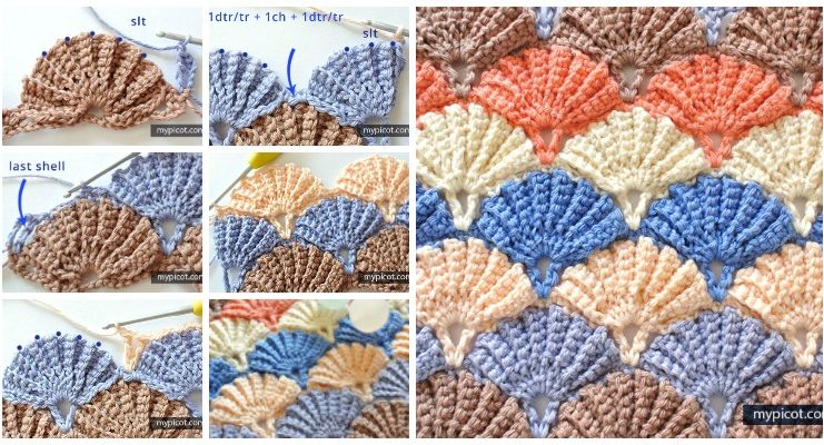 Ribbed Shell Stitch Crochet Free Pattern - Shell #Stitch; Free #Crochet; Patterns