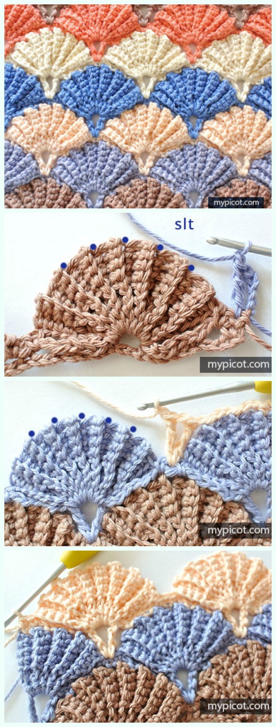 Ribbed Shell Stitch Crochet Free Pattern - Shell #Stitch; Free #Crochet; Patterns