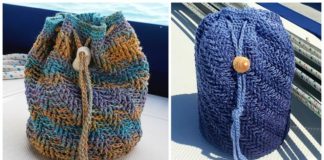 Sand Dollar Beach Bag Crochet Free Pattern - Drawstring Bag Free #Crochet; Patterns