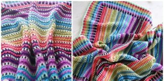 Skittles Blanket Crochet Free Pattern - Stripy #Blanket; Free #Crochet; Patterns