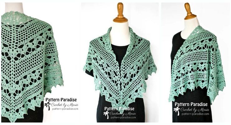Spring Showers Shawl Crochet Free Pattern - Women Lace #Shawl; Free #Crochet; Patterns