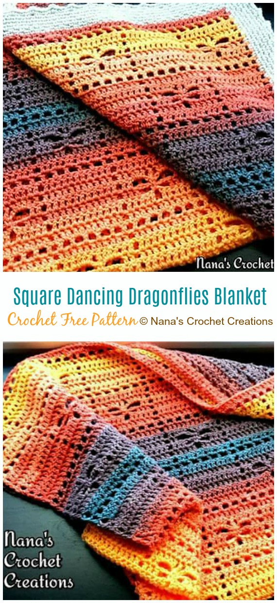 Dancing Dragonfly Blanket Crochet Free Pattern - Fillet #Blanket; Free #Crochet; Patterns