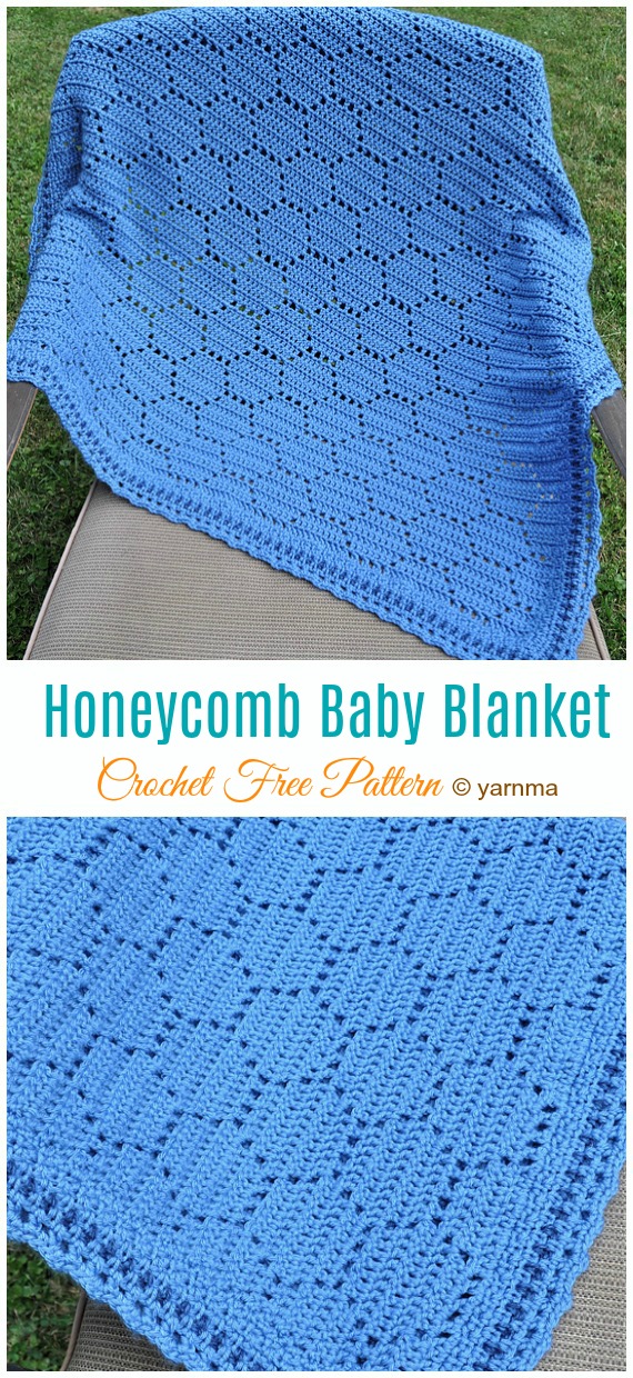 Sweet As Can Bee Honeycomb Baby Blanket Crochet Free Pattern - Fillet #Blanket; Free #Crochet; Patterns