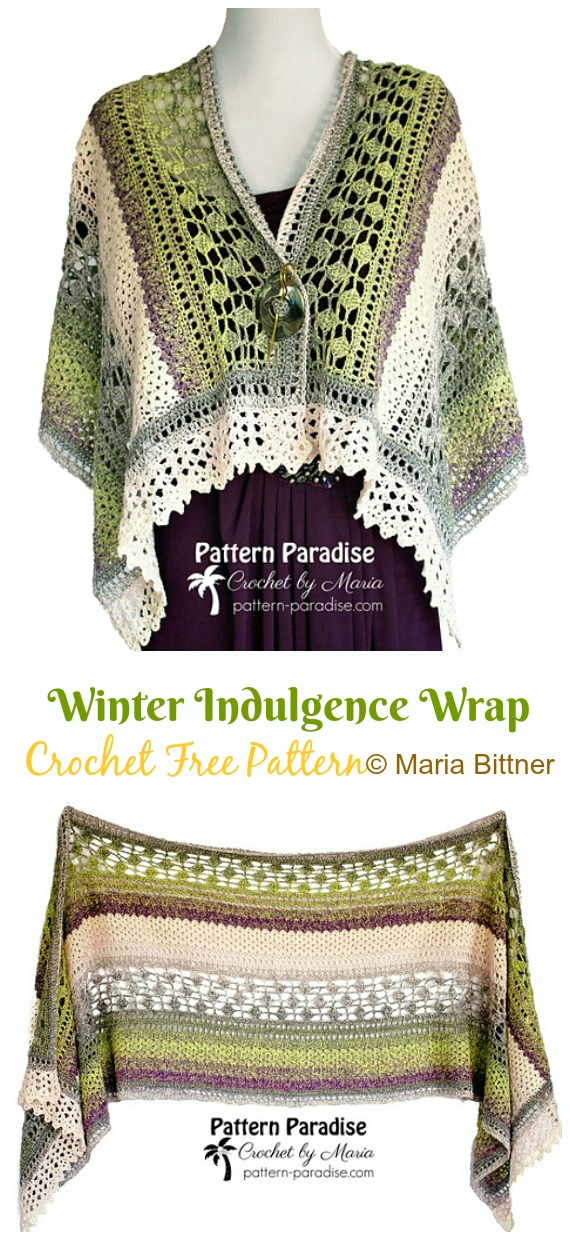 Winter Indulgence Wrap Crochet Free Pattern - Women Shawl #Wrap; Free #Crochet; Patterns