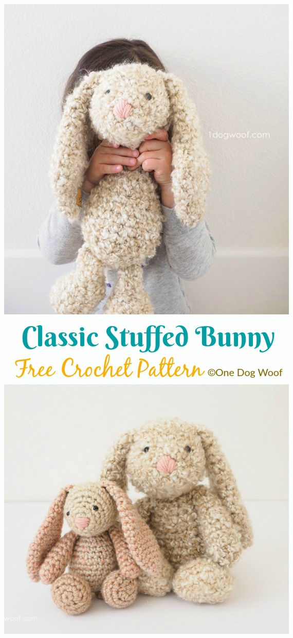 Crochet Classic Stuffed Bunny Amigurumi Free Pattern - #Amigurumi; Bunny Free Crochet Patterns