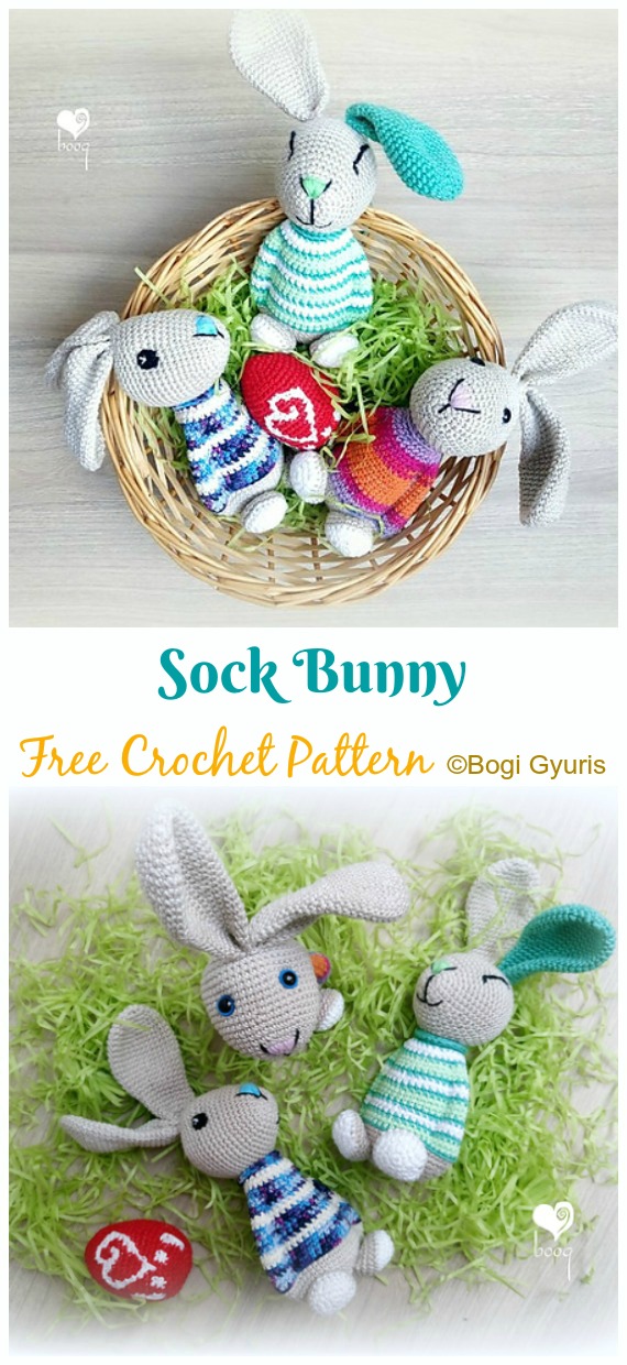 Crochet Sock Bunny Amigurumi Free Pattern - #Amigurumi; Bunny Free Crochet Patterns