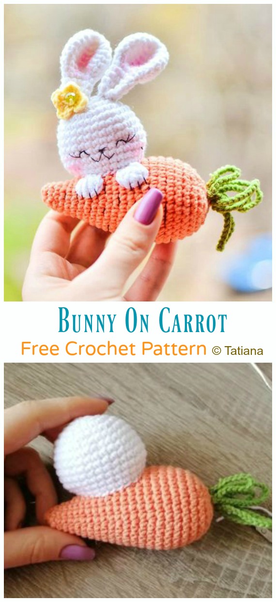 Crochet Bunny On Carrot Amigurumi Free Pattern - #Amigurumi; Bunny Free Crochet Patterns