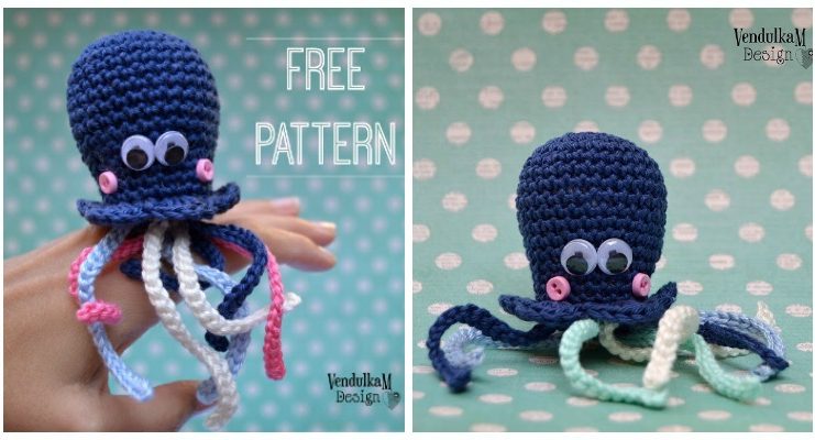 Amigurumi Little Octopus Free Crochet Patterns - Crochet #SeaLife; Toys #Amigurumi; Free Patterns