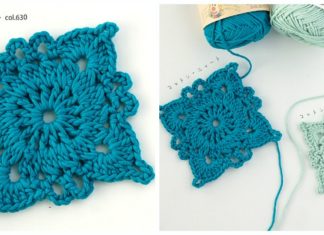 Cotton Neat Motif Granny Square Crochet Free Pattern - Granny Square Motif Free #Crochet; Patterns