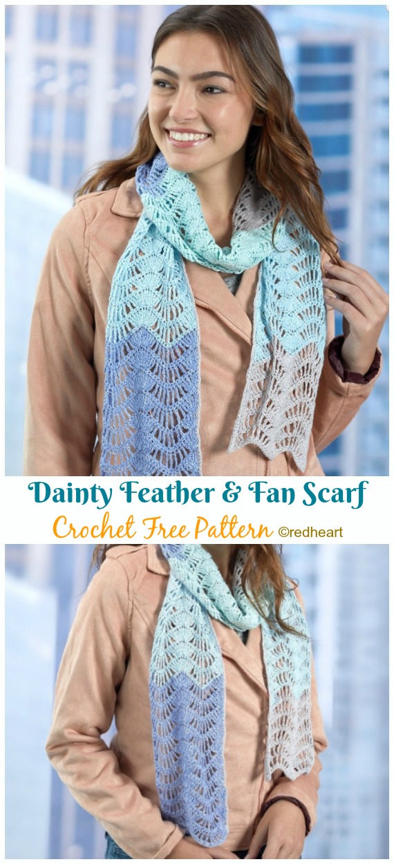 Dainty Feather Fan Scarf Crochet Free Pattern - Rectangle Long #Scarf; Free #Crochet; PatternsDainty Feather Fan Scarf Crochet Free Pattern - Rectangle Long #Scarf; Free #Crochet; Patterns