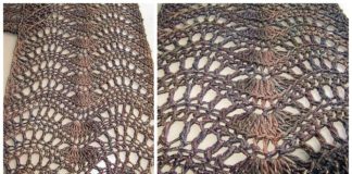 Feather Fan Scarf Crochet Free Pattern - Rectangle Long #Scarf; Free #Crochet; Patterns