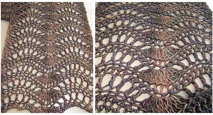 Feather Fan Scarf Crochet Free Pattern - Rectangle Long #Scarf; Free #Crochet; Patterns