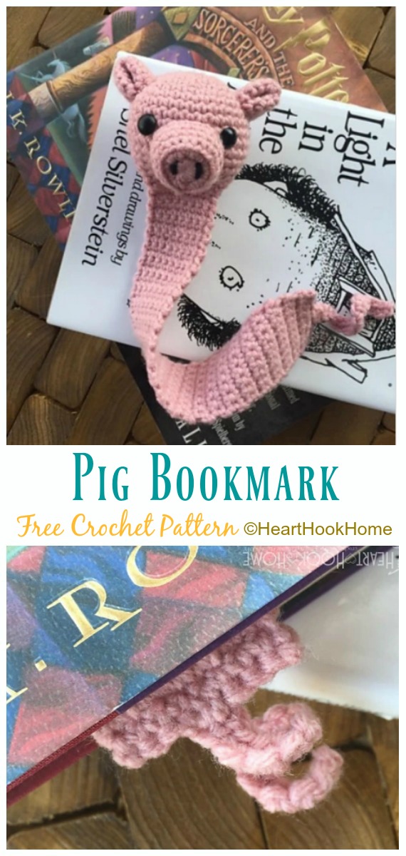 Crochet Pig Bookmark Amigurumi Free Pattern - Free #Amigurumi; #Pig; Toy Softies Crochet Patterns