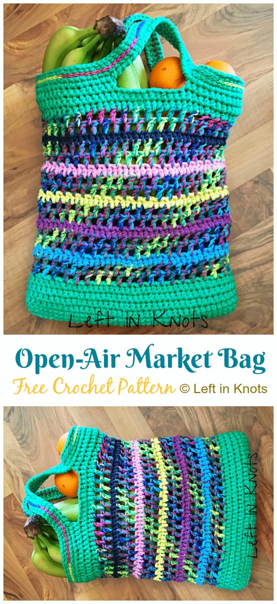 Open Air Market Bag Crochet Free Patterns -  - #Crochet; Market Grocery #Bag;Free Patterns