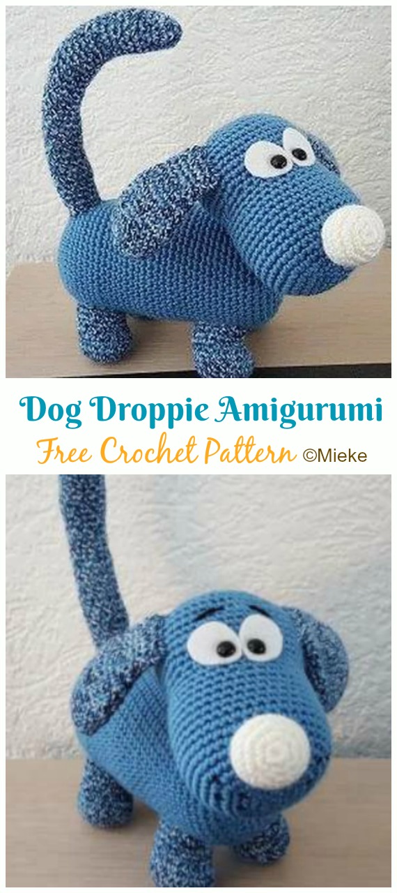 #Amigurumi; Dog Droppie Toy Softies Crochet Free Pattern
