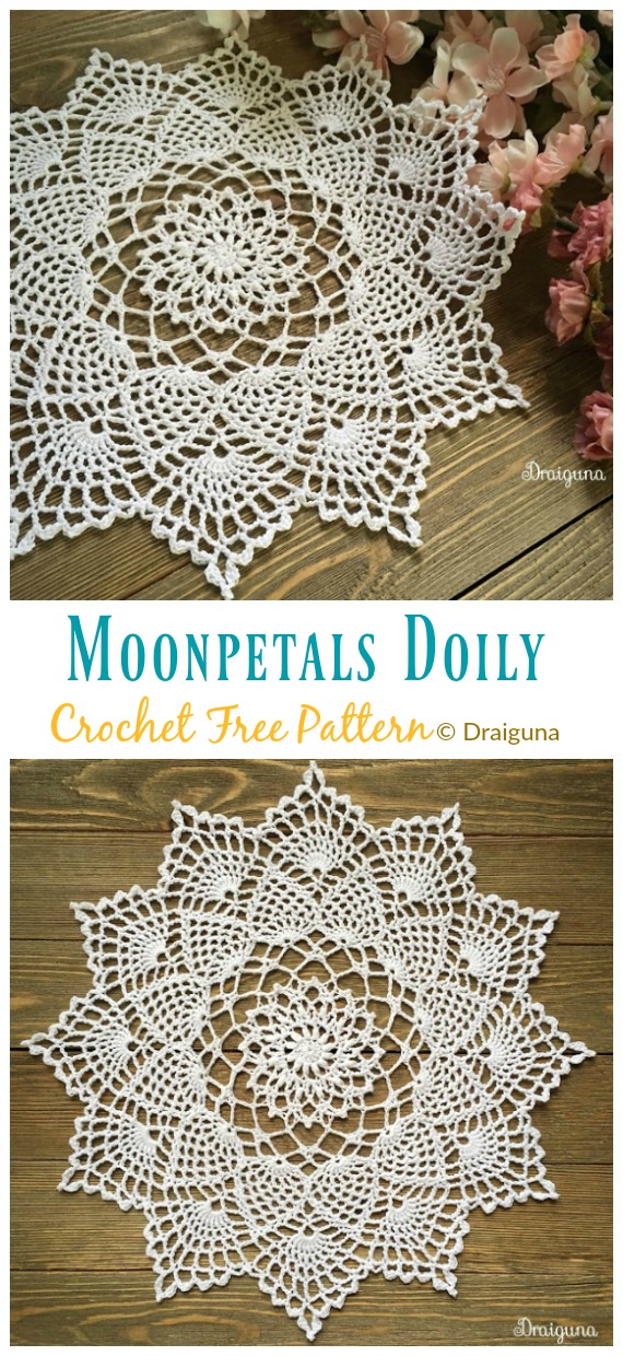 Moonpetals Doily Crochet Free Patterns - Decorative #Doily; Free #Crochet; Patterns