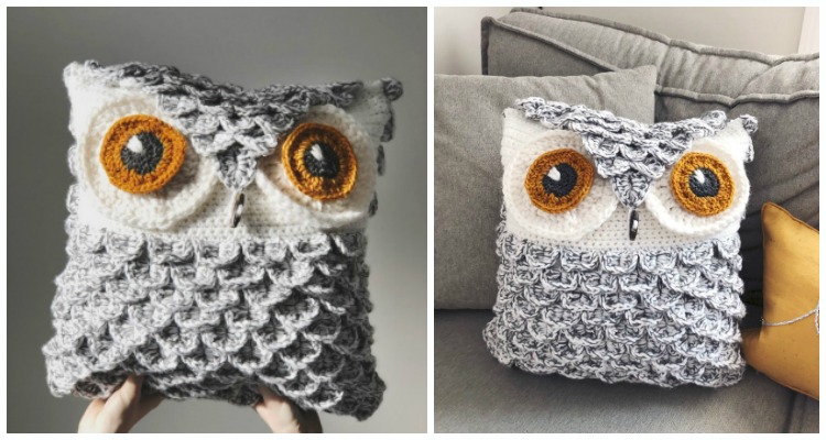 HowtoMakes Owl Pillow Crochet Free Pattern FB