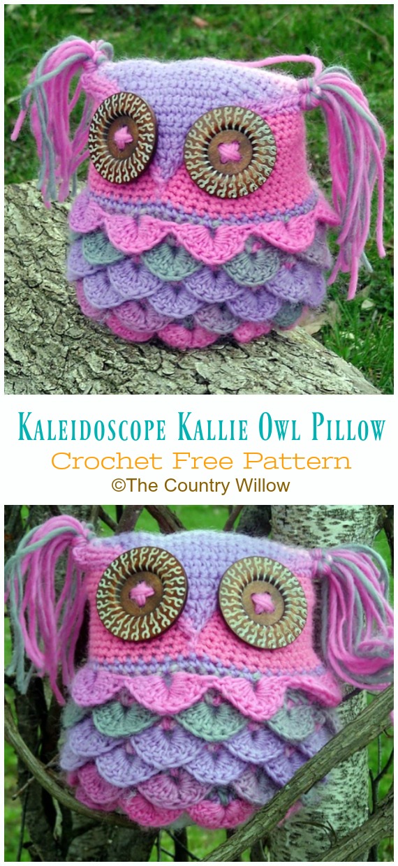 Kaleidoscope Kallie Owl Pillow crochet Free Pattern - #Owl; Pillow #Crochet; Free Patterns