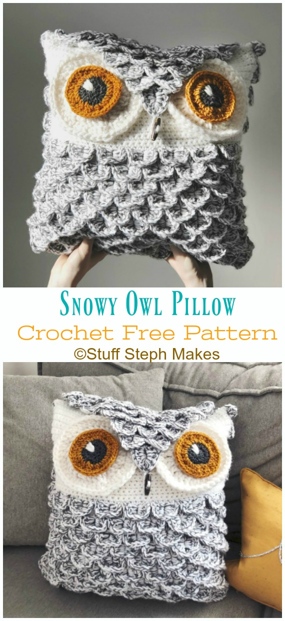 Snowy Owl Pillow Crochet Free Pattern - #Owl; Pillow #Crochet; Free Patterns