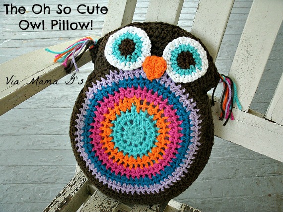 Circle Motif Owl Pillow Crochet Free Pattern - #Owl; Pillow #Crochet; Free Patterns