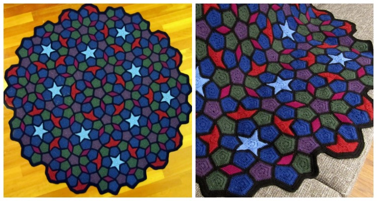 Pentagonal Penrose Throw Blanket Crochet Free Patternb - Crochet & Knitting