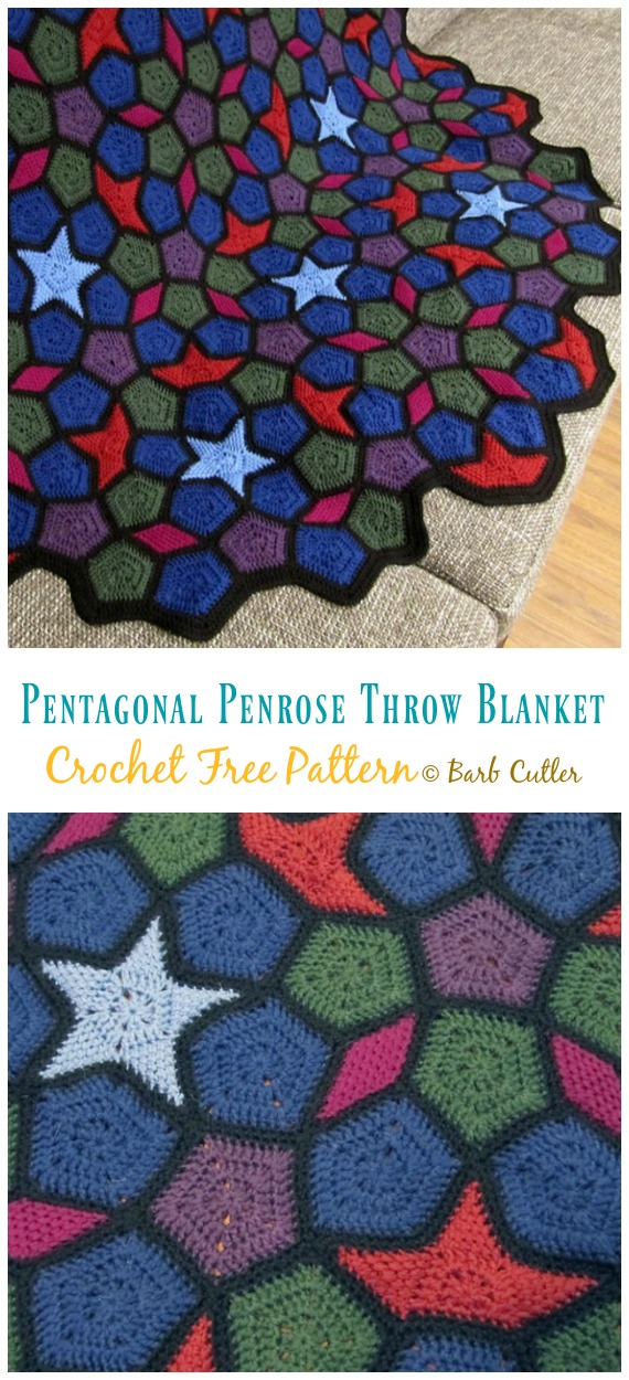 Pentagonal Penrose Throw Blanket Crochet Free Pattern - Pentagon #Blanket; Free #Crochet; Patterns