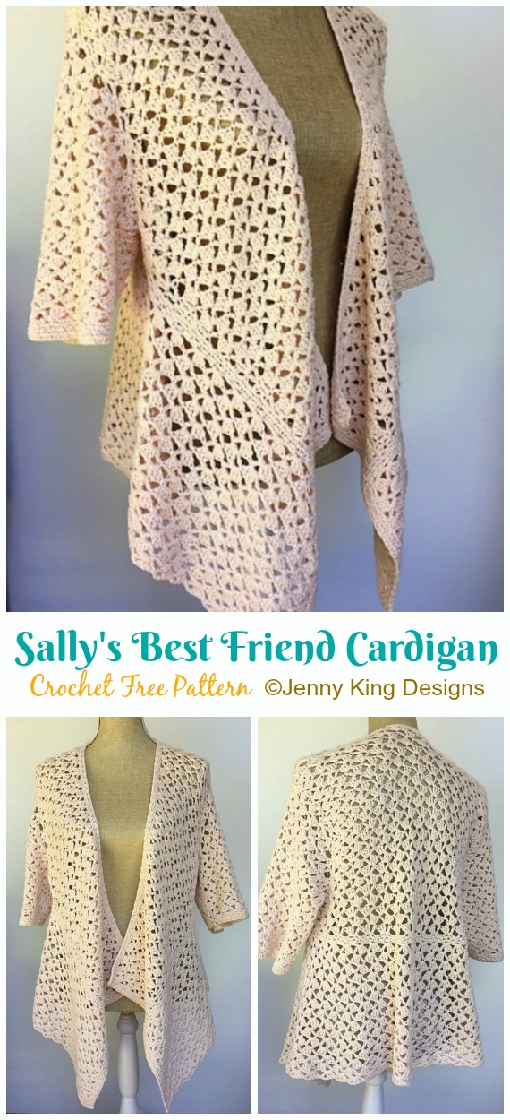 Sally's Best Friend Cardigan Crochet Free Pattern - Women Summer #Cardigan; Free #Crochet; Patterns