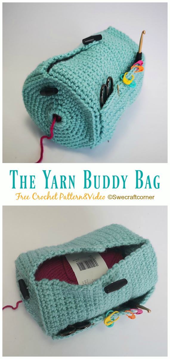 The Yarn Buddy Bag Crochet Free Pattern [Video]- #Hook Holder Free #Crochet Patterns