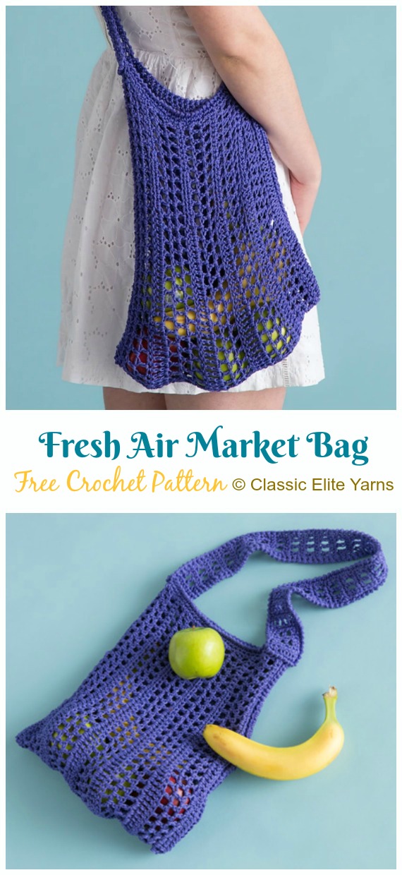 Fresh Air Market Bag Crochet Free Patterns -  - #Crochet; Market Grocery #Bag;Free Patterns