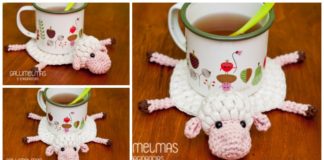 Amigurumi Amelia The Sheep Coaster Crochet Free Pattern - Autumn #Leaf; Free #Crochet; Patterns