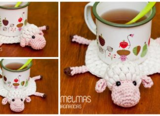 Amigurumi Amelia The Sheep Coaster Crochet Free Pattern - Autumn #Leaf; Free #Crochet; Patterns