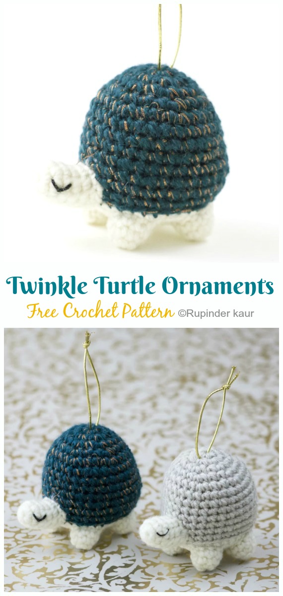 Crochet Twinkle Turtle Ornaments Amigurumi Free Pattern - Amigurumi Baby Turtle Crochet Free Patterns