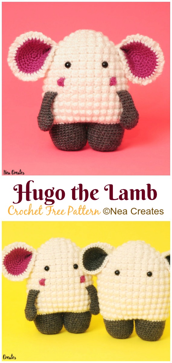 Amigurumi Hugo The Lamb Free Crochet Patterns - Farm Animals Toys #Amigurumi; Free Crochet Patterns