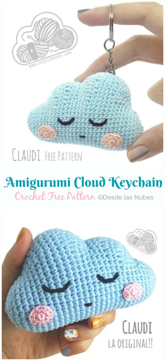 Amigurumi Cloud Keychain Crochet Free Pattern - #Keychain #Crochet Free Patterns 