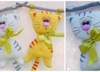Amigurumi Hanging Cat Crochet Free Pattern - Crochet Toy #Cat; #Amigurumi; Free Patterns