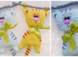 Amigurumi Hanging Cat Crochet Free Pattern - Crochet Toy #Cat; #Amigurumi; Free Patterns