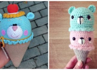 Amigurumi Ice Cream Bear Crochet Free Patterns - Free #Amigurumi; #Bear; Toy Softies Crochet Patterns