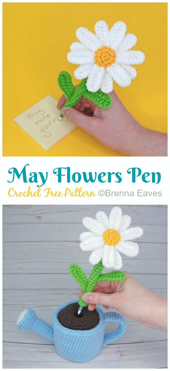 Amigurumi May Flowers Pen Crochet Free Pattern - Crochet Plants #Amigurumi Free Patterns