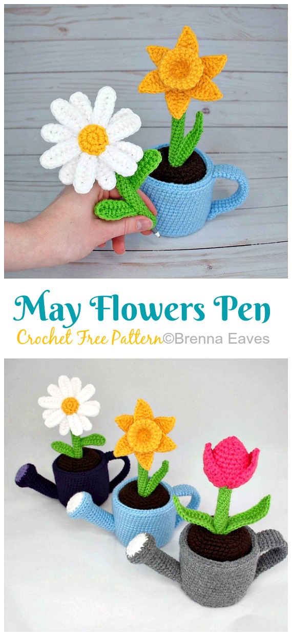 Amigurumi May Flowers Pen Crochet Free Pattern - Crochet Plants #Amigurumi Free Patterns