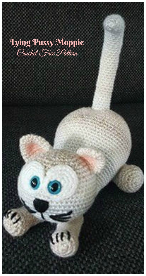 #Amigurumi; Lying Moppie Cat Crochet Free Patterns