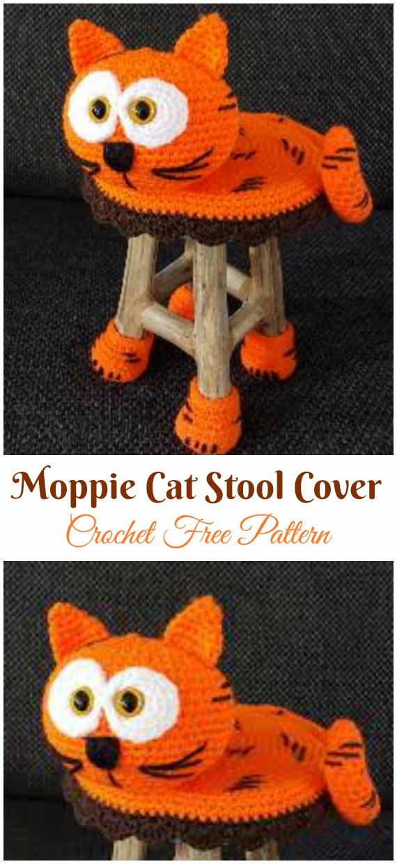 #Amigurumi; Moppie Cat Stool Cover Crochet Free Patterns