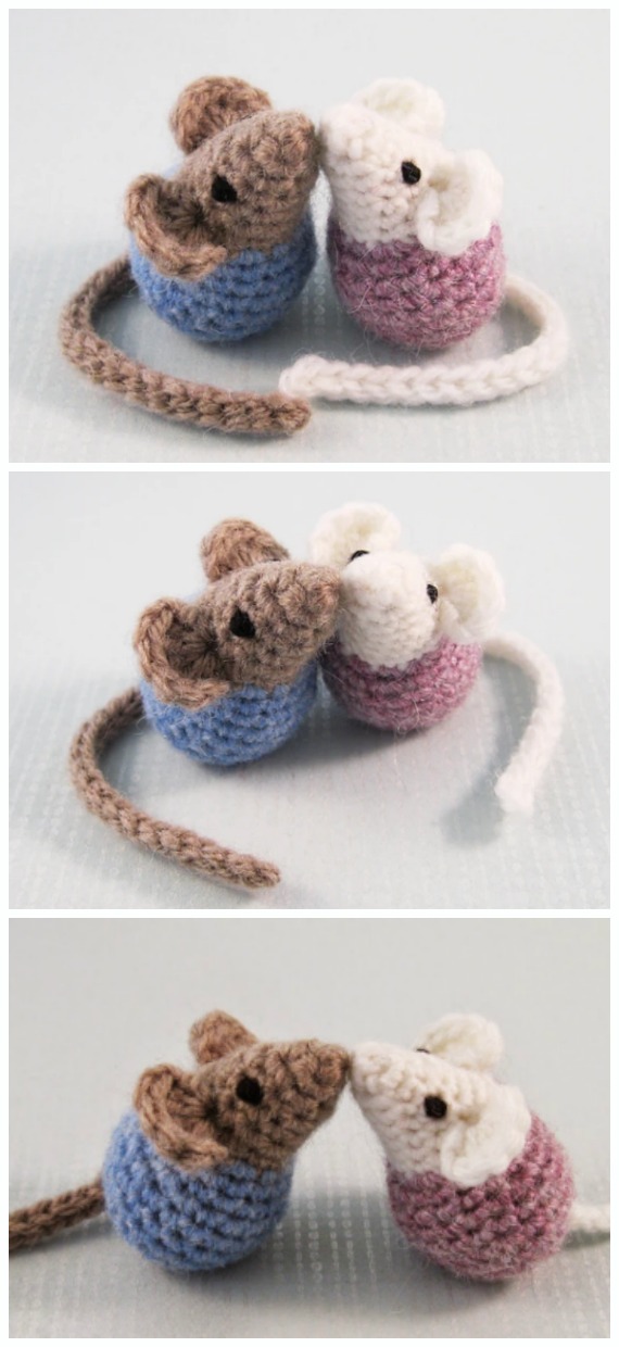 Little Kissing Mice Amigurumi Free Pattern - #Amigurumi; #Mouse; Crochet Free Patterns